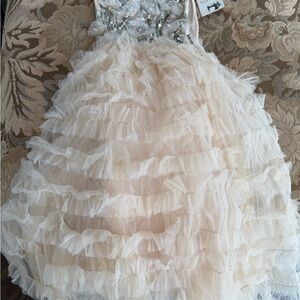 Elegant Cream Ruffled Kids Dress